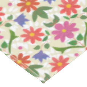 Chic Flowers and Polka Dots on Ecru Tablecloth