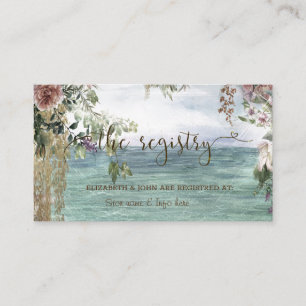 Chic Flowers Ocean Wedding Registry Enclosure Card