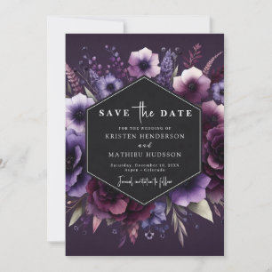 Chic Flowers Purple Floral Wedding Save The Date
