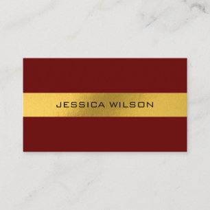 Chic foil gold frame red business card