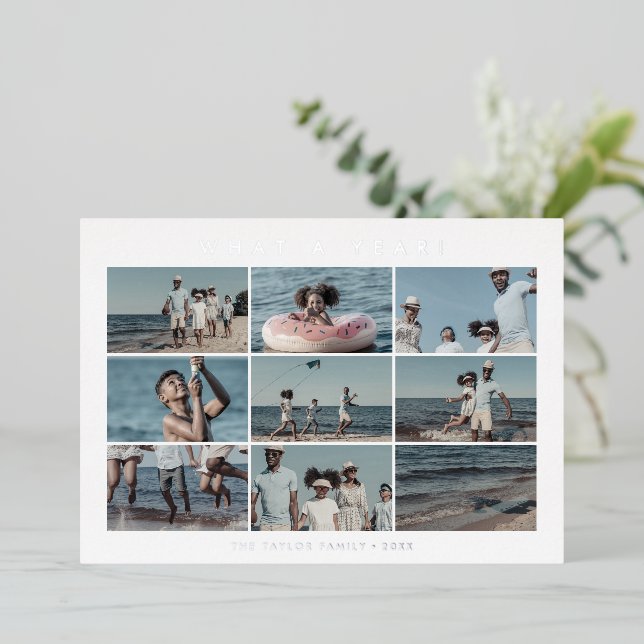 Chic Foil What a Year 10 Photo Collage Christmas (Standing Front)