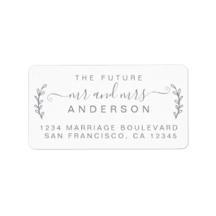 Chic Foliage Future Mr Mrs Wedding Return Address  Label