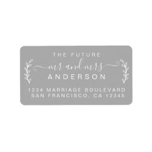 Chic Foliage Future Mr Mrs Wedding Return Address Label