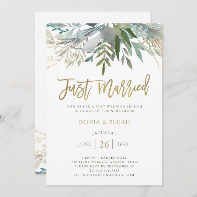 Chic Foliage | Just Married Invitation (Front/Back)