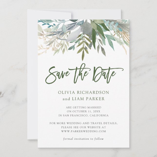 Chic Foliage | Photo Wedding Save The Date (Front)