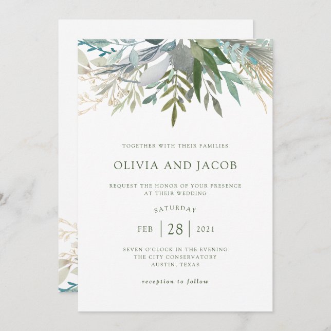 Chic Foliage | Wedding Invitation (Front/Back)