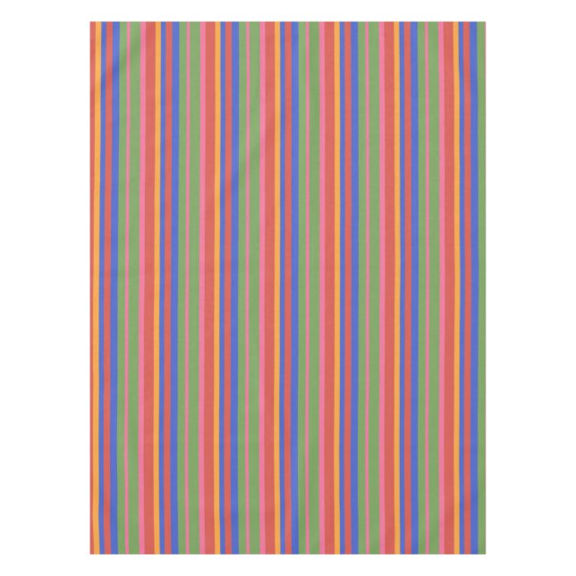Chic Folk Art Collection Bright Stripes Tablecloth (Front)