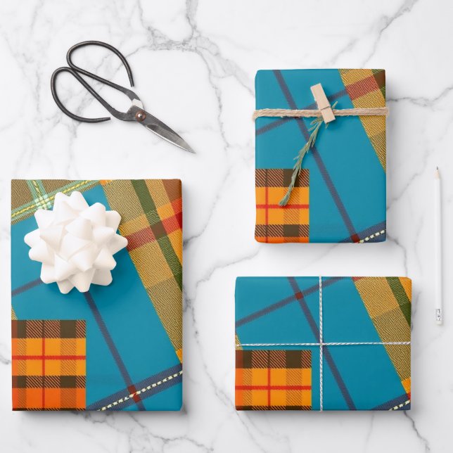 Chic Folk Plaid  Wrapping Paper Sheet (Front)