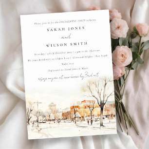 Chic Forgo North Dakota City Scape Engagement Invitation