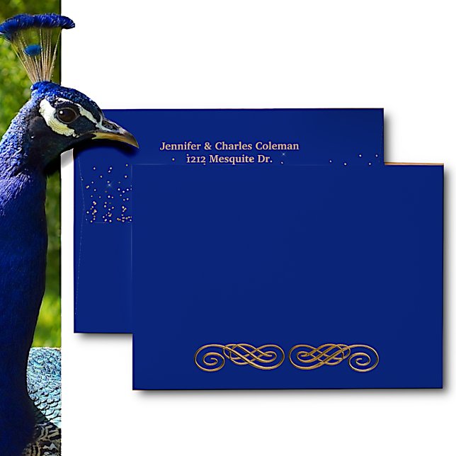Chic Formal Blue & Gold Invitation Envelope (Creator Uploaded)