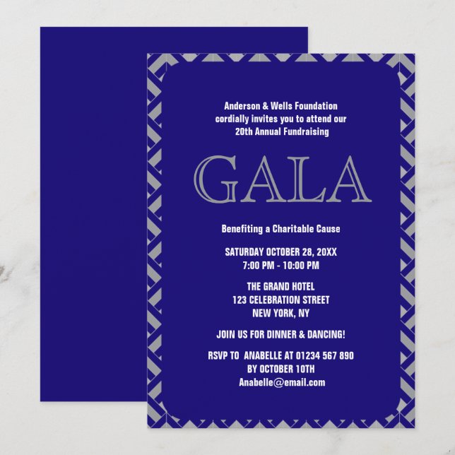 Chic Formal Corporate Gala Ball Party Fundraiser  Invitation (Front/Back)