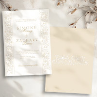 Chic Formal Ecru Scrollwork Border Wedding