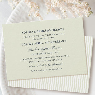 Chic Formal Wedding Anniversary 50th Green Lunch Invitation