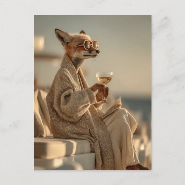 Chic Fox Relaxing in Style Postcard (Front)