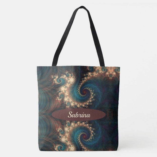 Chic Fractal Monogrammed Tote Bag (Front)