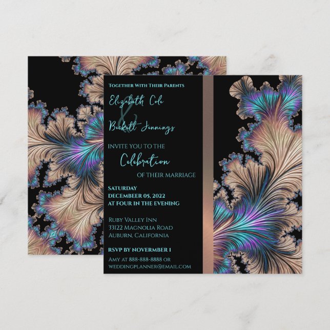 Chic Fractal Wedding Invitation (Front/Back)