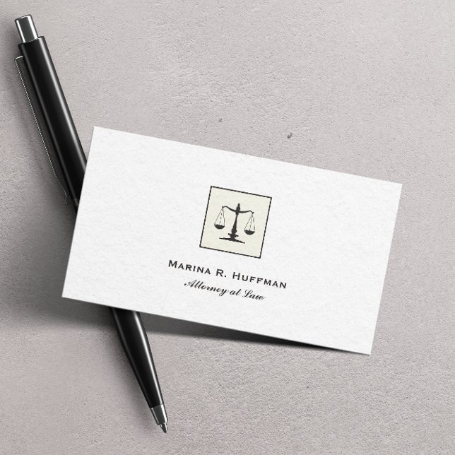 Chic Frame  Attorney  Justice Scale Professional Business Card (Creator Uploaded)