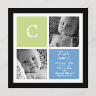 Chic Frame Baby Boy Birth Announcement