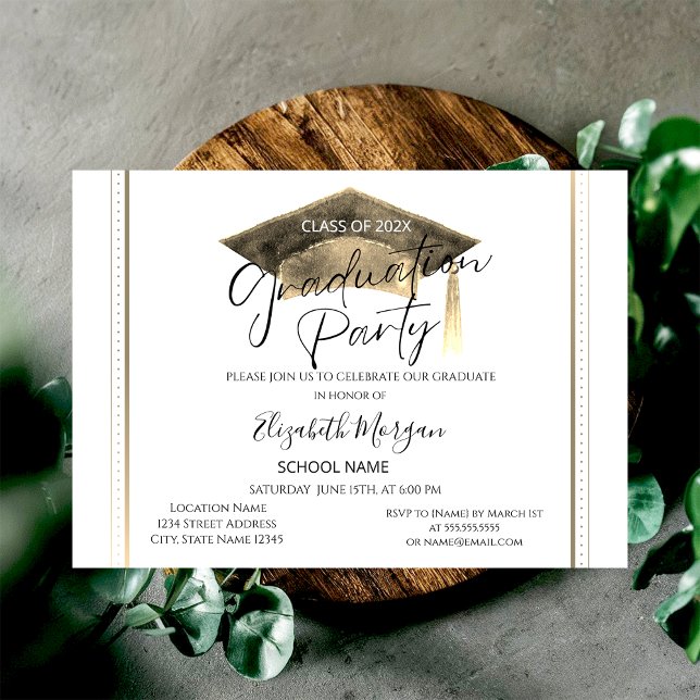 Chic Frame Graduation Cap Graduation Invitation (Creator Uploaded)