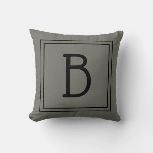 Chic Framed Monogram Initial Moss Green & Black Cushion