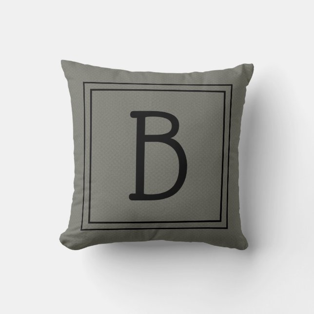 Chic Framed Monogram Initial Moss Green & Black Cushion (Front)