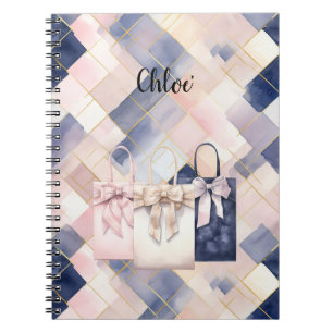 Chic French Blue Pink Gift Bags Notebook