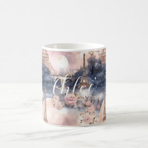 Chic French Blue Pink Paris Eiffel Tower Coffee Mug