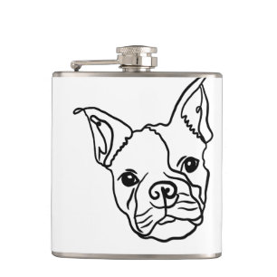Chic French Bulldog Line Art: Edit Your Text Hip Flask