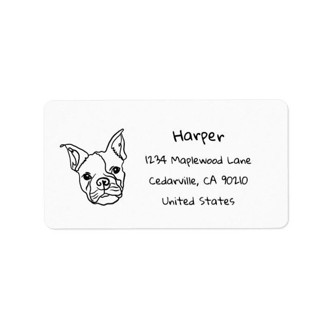 Chic French Bulldog Line Art: Edit Your Text Label (Front)