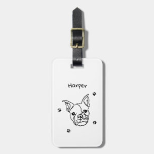 Chic French Bulldog Line Art: Edit Your Text Luggage Tag