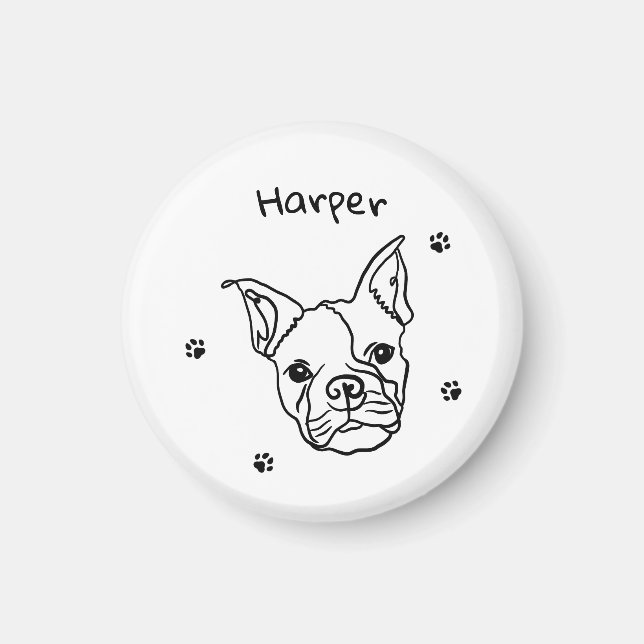 Chic French Bulldog Line Art: Edit Your Text Magnet (Front)