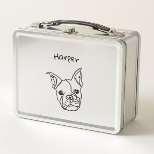 Chic French Bulldog Line Art: Edit Your Text Metal Lunch Box