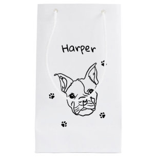 Chic French Bulldog Line Art: Edit Your Text Small Gift Bag