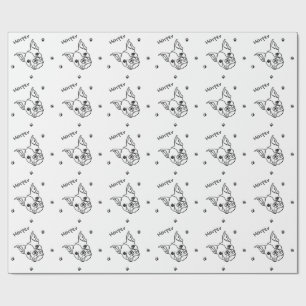 Chic French Bulldog Line Art: Edit Your Text Wrapping Paper