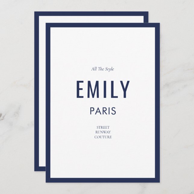 Chic French Navy Beauty / Fashion Brand Note Card (Front/Back)