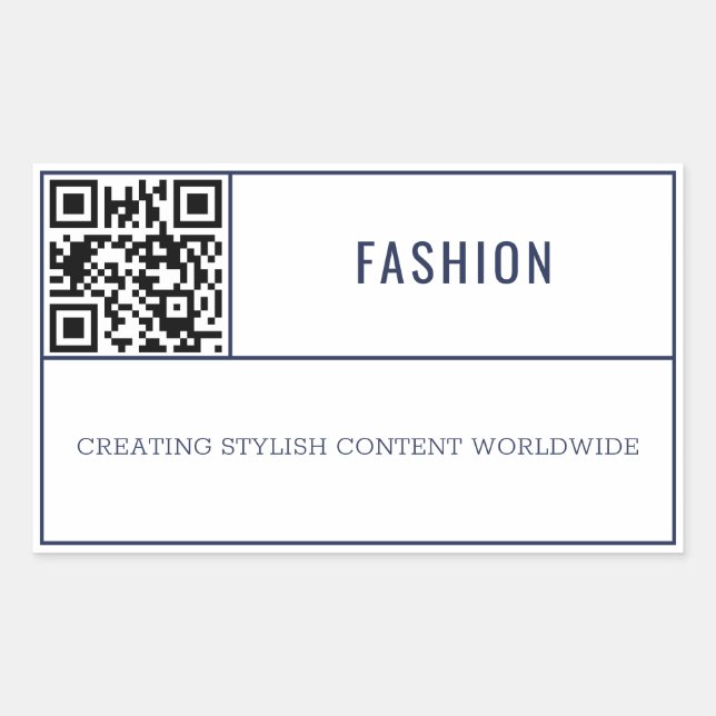 Chic French Navy Fashion Brand QR Code Rectangular Sticker (Front)