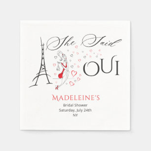 Chic French Parisian She Said Oui Bridal Shower Napkin