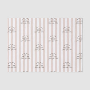 Chic French Pink Striped Bakery Logo Business Tissue Paper