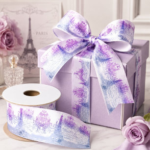 Chic french purple chandelier paris eiffel tower satin ribbon