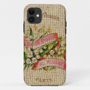 Chic french scripts victorian floral wreath Paris Case-Mate iPhone Case