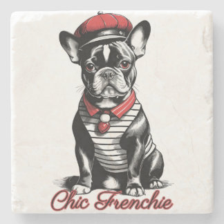 Chic Frenchie: Stylish French Bulldog Design for T Stone Coaster