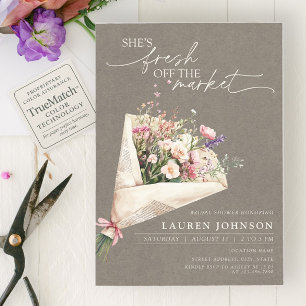 Chic Fresh Off the Market Floral Farmer's Market Invitation
