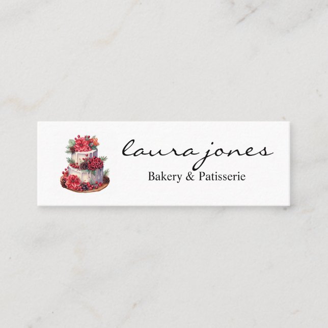 Chic Fruit Floral Cake Patisserie Cupcake Bakery  Mini Business Card (Front)