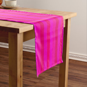 Chic Fuchsia, Magenta, Red and Hot Pink Stripes Long Table Runner