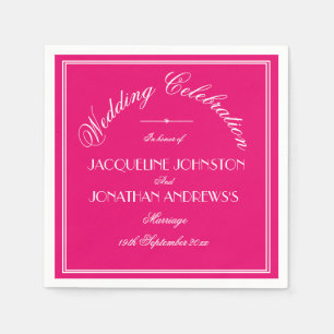 Chic Fuchsia Wedding Elegant White Script Names Napkin