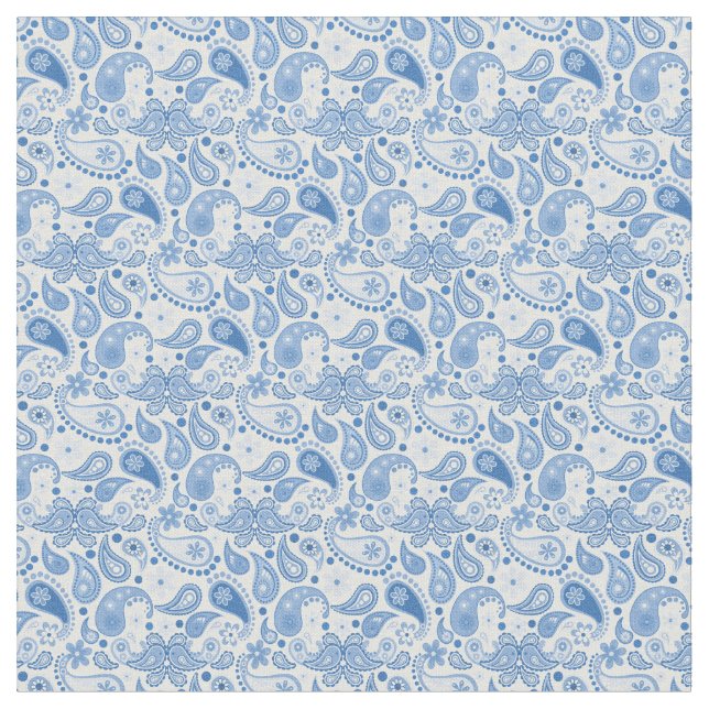 Chic Fun Blue and White Paisley Fabric (Close Up)