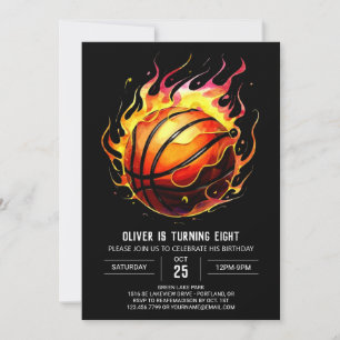 Chic Fun Bohemian Basketball Birthday Invitation