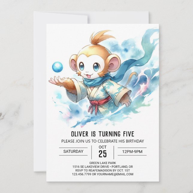 Chic Fun Monkey Birthday Invitation (Front)