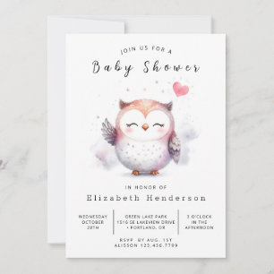 Chic Fun Owl Baby Shower Invitation