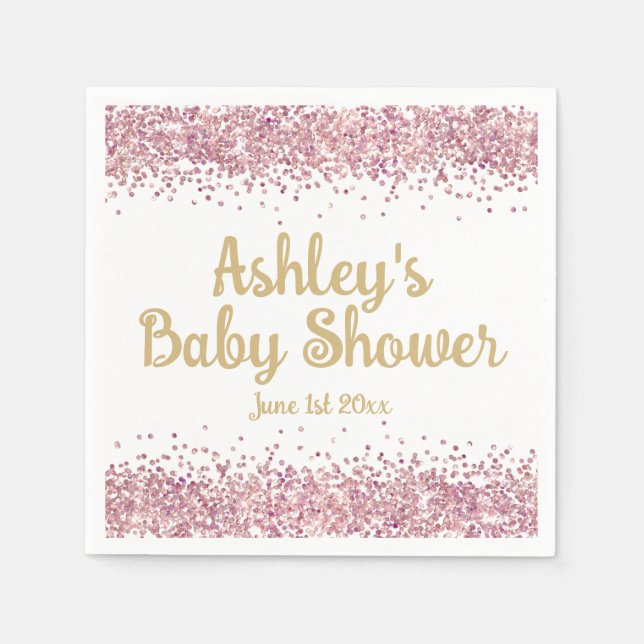 Chic Fun Pink It's a Girl Baby Shower Modern Paper Napkin (Front)